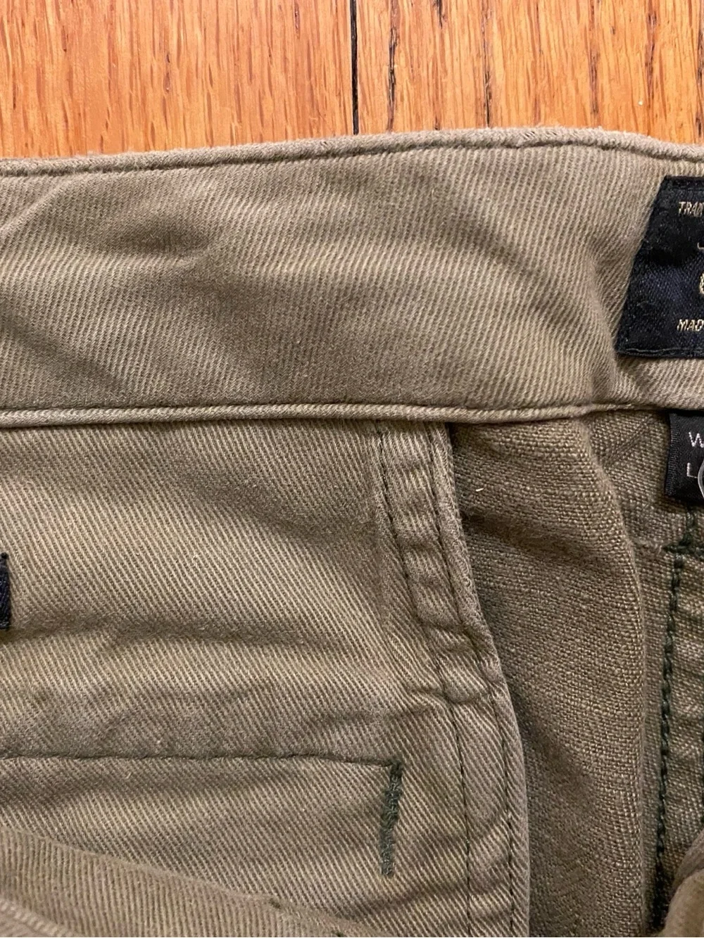 J.CREW 770 Men's Green Twill Cotton Cargo Pants Slim Straight Flat Front 31